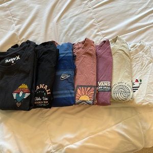 Lot of 7 men’s popular brands (Hurley, Nike, Vans, Rip curl) size small tshirts
